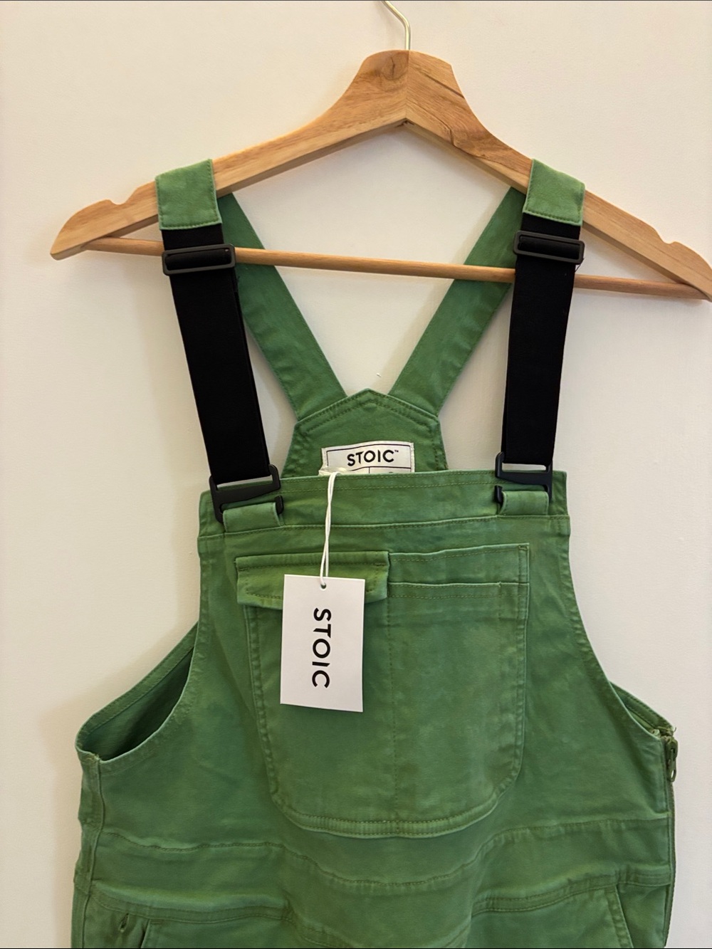 STOIC Kids Green Utility Overalls with Adjustable Black Straps
